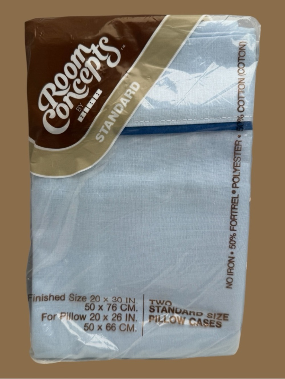 Vintage Room Concepts Blue Standard Pillowcases New Old Stock 1970s